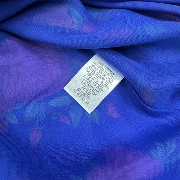 Umgee S Blue Floral Lace Hem Boho Cottagecore Top - Picture 6 of 6